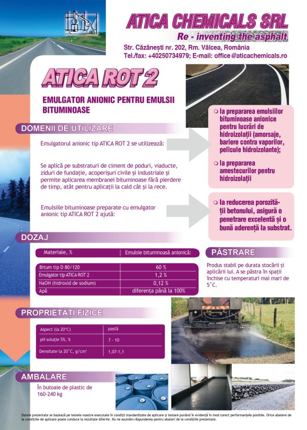 ATICA ROT 2 | Emulgator Anionic pentru emulsii bituminoase
